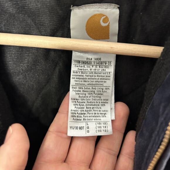 Y2K Carhartt Hooded Sandstone Active Jacket “Midnight Blue” - Picture 8 of 9